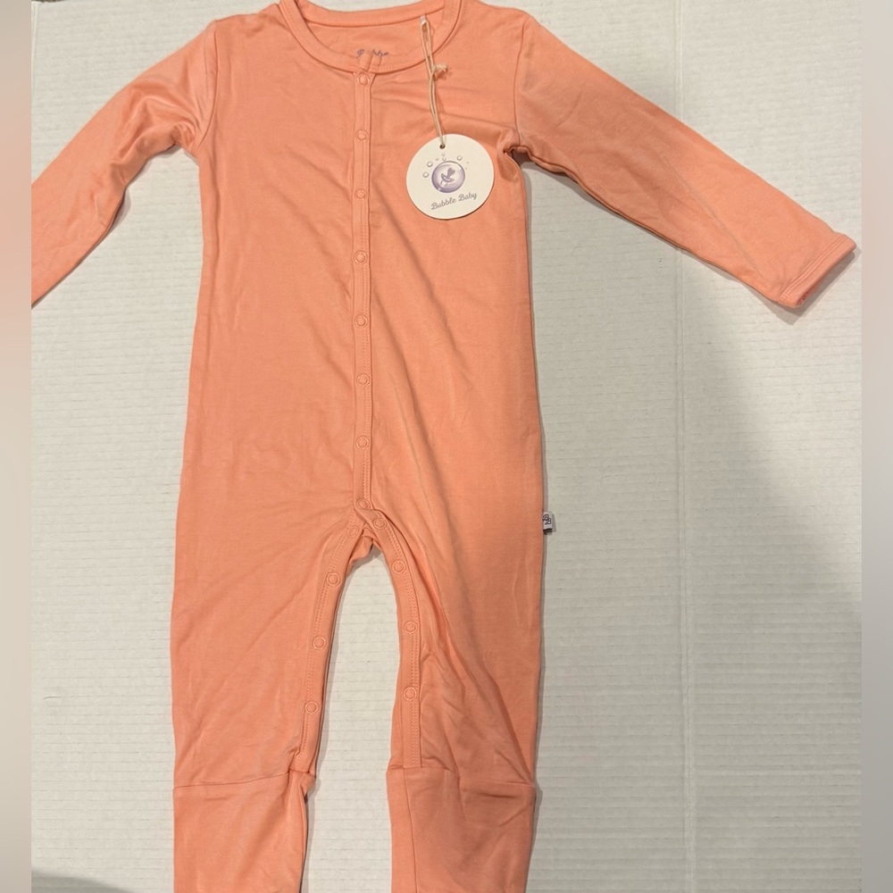 Bubble Baby Bamboo Pajamas 2T – Peach One Piece Sleeper NWT